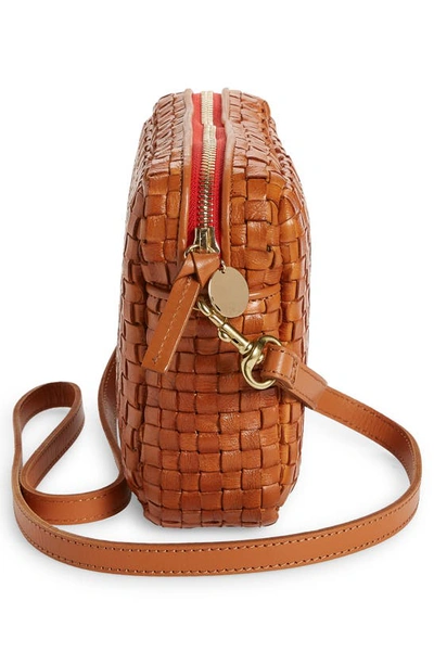 Shop Clare V Midi Sac Woven Leather Crossbody Bag In Natural Woven Checker