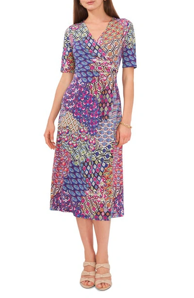 Shop Chaus Mix Print Fit & Flare Midi Dress In Blue