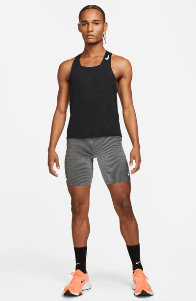 Shop Nike Dri-fit Advanced Aeroswift Racing Tank In Black/ White