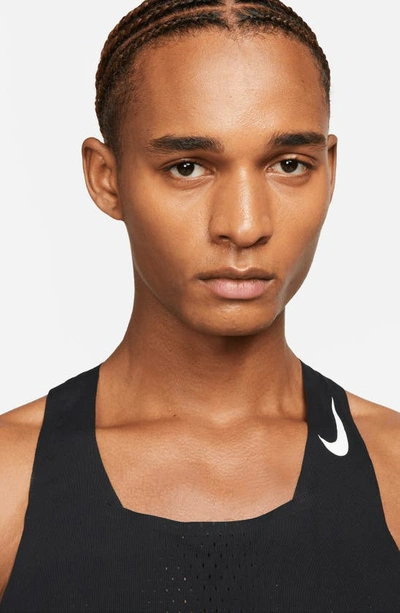 Shop Nike Dri-fit Advanced Aeroswift Racing Tank In Black/ White