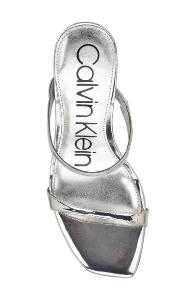 Shop Calvin Klein Halena Slide Sandal In Silver Leather