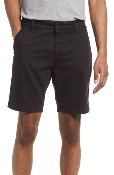 Mavi Jeans Noah Stretch Twill Flat Front Shorts In Black Twill