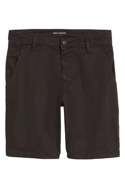 Mavi Jeans Noah Stretch Twill Flat Front Shorts In Black Twill