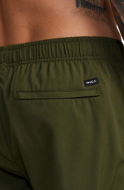 Shop Rvca Yogger Iv Athletic Shorts In Olive