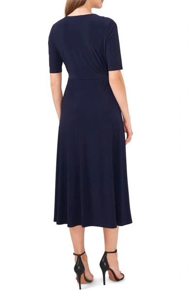 Shop Chaus V-neck Belted Midi Dress In Navy Blue