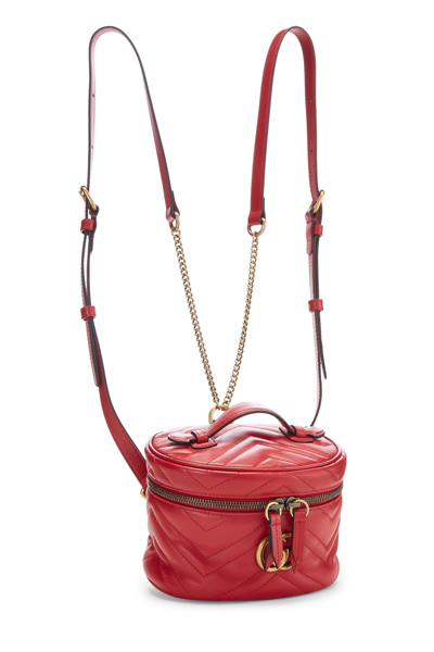Pre-owned Gucci Red Leather 'gg' Marmont Backpack Mini