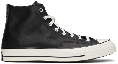 Shop Converse Black Leather Chuck 70 Hi Sneakers In Black/egret/mason