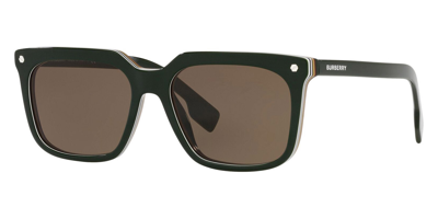 Shop Burberry Dark Brown Square Mens Sunglasses Be4337f 392773 56 In Brown,green