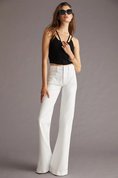 Shop Paige Leenah High-rise Flare Jeans In White