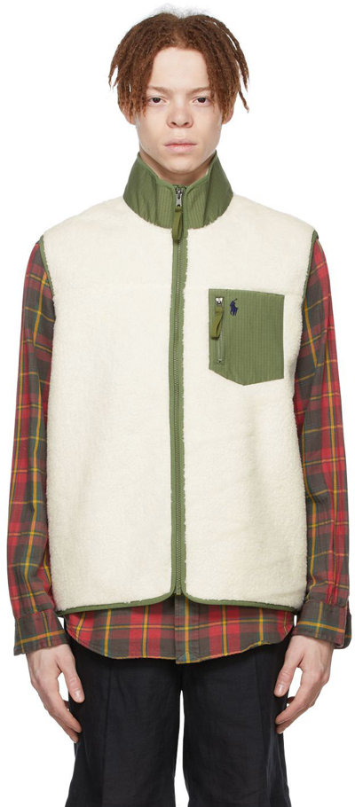 Shop Polo Ralph Lauren White Polyester Vest In Clubhouse Cream