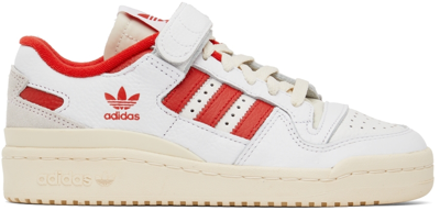 Shop Adidas Originals White & Red Forum 84 Low Sneakers In Ftwr White/vivid Red