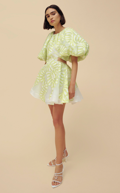 Aje Women's Sculptra Botanical Appliqué Dress In Yellow