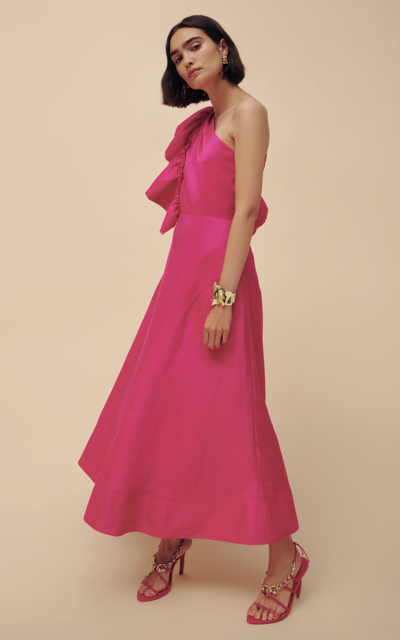 Shop Aje Women's Bonjour Asymmetric Midi Dress In Pink