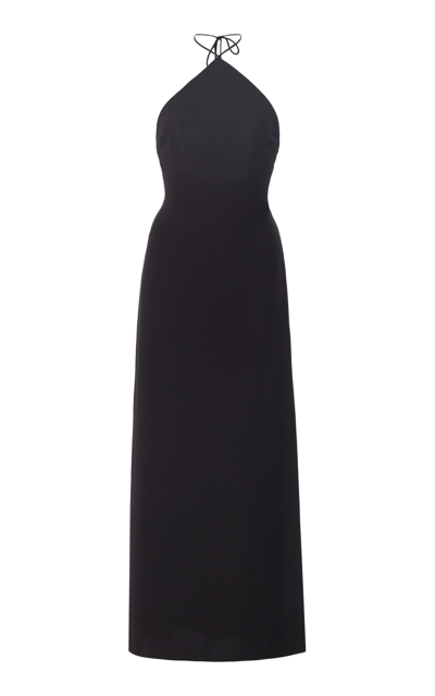 Shop Valentino Women's Backless Halter Neck Silk Midi Dress In Black