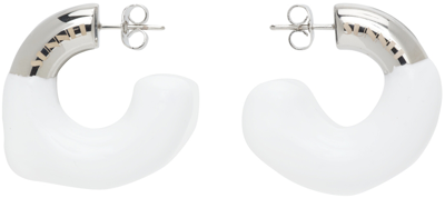 Shop Sunnei Ssense Exclusive Silver & White Rubberized Earrings In Silver/white