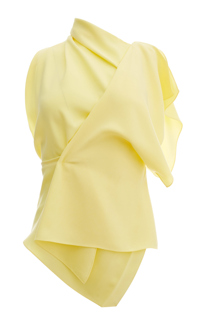 Shop A.w.a.k.e. Women's Draped Asymmetric Top In Yellow