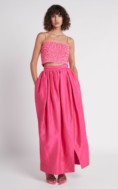Shop Aje Women's Mirabelle Tulip Linen-blend Maxi Skirt In Pink