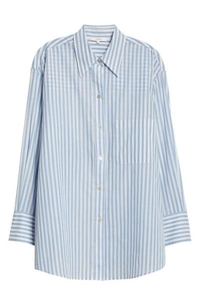 Shop Vince Stripe Oversize Cotton Shirt In Riviera