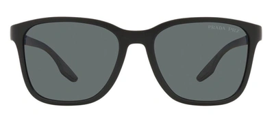 Shop Prada Ps 02ws Dg002g Wayfarer Polarized Sunglasses In Grey