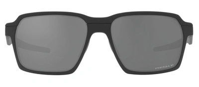 Shop Oakley Parlay Oo 4143-04 Square Polarized Sunglasses In Grey