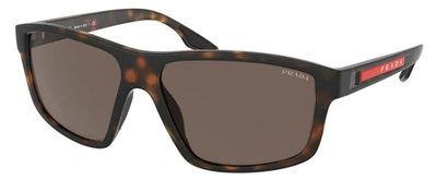 Shop Prada Ps 02xs 58106h Wrap Sunglasses In Brown
