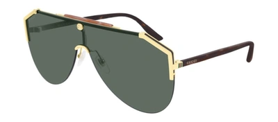 Shop Gucci Gg0584s 002 Shield Sunglasses In Green