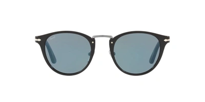 Shop Persol Po3108s 95/56 Round Sunglasses In Blue