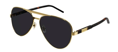 Shop Gucci Gg1163s 001 Aviator Sunglasses In Grey