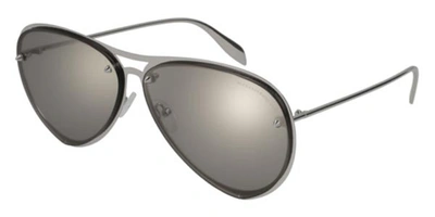 Shop Alexander Mcqueen Am0102s 002 Aviator Sunglasses In Silver