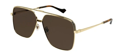 Shop Gucci Gg1099sa 003 Navigator Sunglasses In Brown