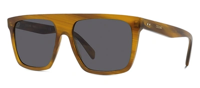 Shop Celine Cl 40209i 56a Flat Top Polarized Sunglasses In Grey