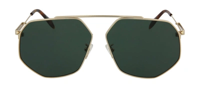 Shop Alexander Mcqueen Am0229sa 004 Aviator Sunglasses In Green