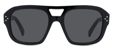 Shop Celine Bold 3 Dots Cl 40205u 01a Navigator Sunglasses In Grey
