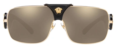 Shop Versace 2207q Rectangle Sunglasses In Bronze