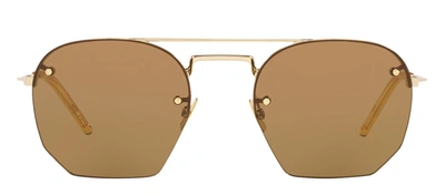 Shop Saint Laurent Sl 422 001 Round Sunglasses In Brown