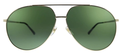 Shop Gucci Gg0832s 002 Aviator Sunglasses In Green