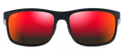 Shop Maui Jim Huelo Mj Rm449-02 Geometric Polarized Sunglasses In Red
