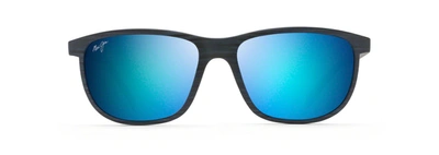 Shop Maui Jim Lele Kawa Dark Navy Stripe Rectangle Polarized Sunglasses In Blue Hawaii