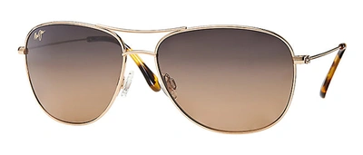 Shop Maui Jim Hs247-16 Cliff House Polarized Navigator Sunglasses In Gold