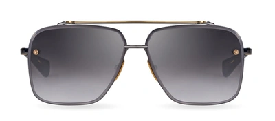 Shop Dita Mach-six Dts121-62-05 Square Sunglasses In Black Rhodium,yellow Gold