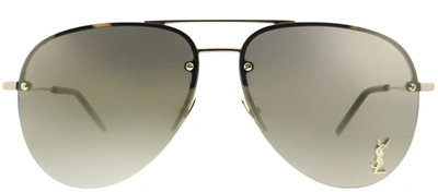 Shop Saint Laurent Sl Classic11m 004 Aviator Sunglasses In Gold