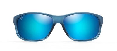 Shop Maui Jim Kaiwi Channel Mj B840-03s Wrap Polarized Sunglasses In Blue