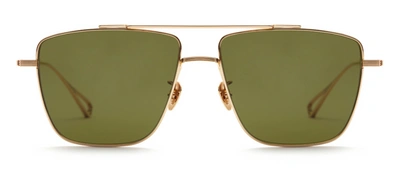 Shop Krewe Bolden 24k Aviator Polarized Sunglasses In Grass Green