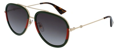 Shop Gucci Gg0062s 003 Aviator Sunglasses In Green