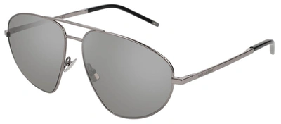 Shop Saint Laurent Sl211 Dk Ruth Silv 003 Aviator Sunglasses In Silver