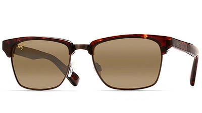 Shop Maui Jim Kawika Gld Hcl Wayfarer Polarized Sunglasses In Bronze