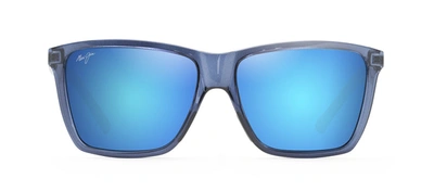 Shop Maui Jim Cruzem Mj B864-03 Rectangle Polarized Sunglasses In Blue