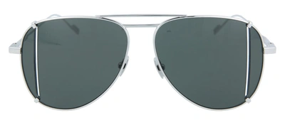Shop Saint Laurent Sl 193 T Cut-001 Aviator Sunglasses In Grey
