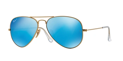Shop Ray Ban 3025/58 Polarized Aviator Sunglasses In Blue