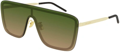 Shop Saint Laurent Sl 364 Mask 007 Mask Sunglasses In Green
